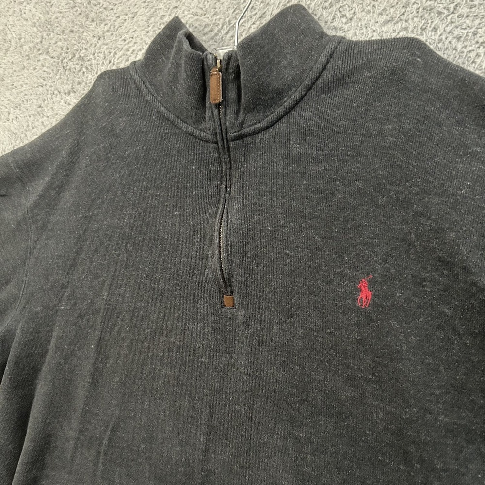 Polo Ralph Lauren Sweater Mens 2XB Big Gray Pullover Quarter‎ Zip Pony Preppy